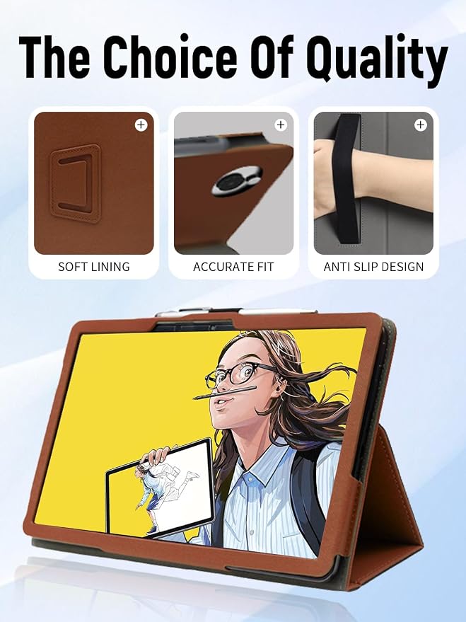 Case for Wacom MovinkPad 11 Tablet 11 Inch (Black) | PU Leather Folding Cover with Pen Holder and Wrist Strap Business Travel Portable
