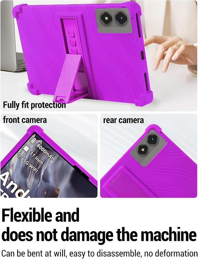 for TABWEE T50 (11 Inch) Android 16 Tablet Protective case ZBAGUG Shockproof Lightweight Silicone Protective Cover with Stand Child-Friendly Protection Easy to Clean Design Black.