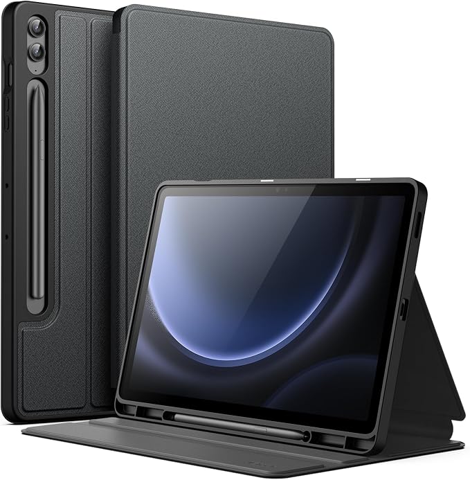 JETech Case for Samsung Galaxy Tab S9 FE+ / S9 FE Plus 12.4-Inch with S Pen Holder Slim Folio Stand Protective Tablet Cover Multi-Angle Viewing (Black)