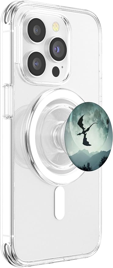 CJ Grips Dragon Moon PopSockets Adhesive PopGrip for iPhone 11 - Black