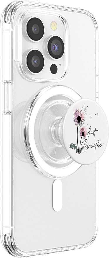 Dandelion Graphic Just Breathe Letter Print Inspirational PopSockets Adhesive PopGrip