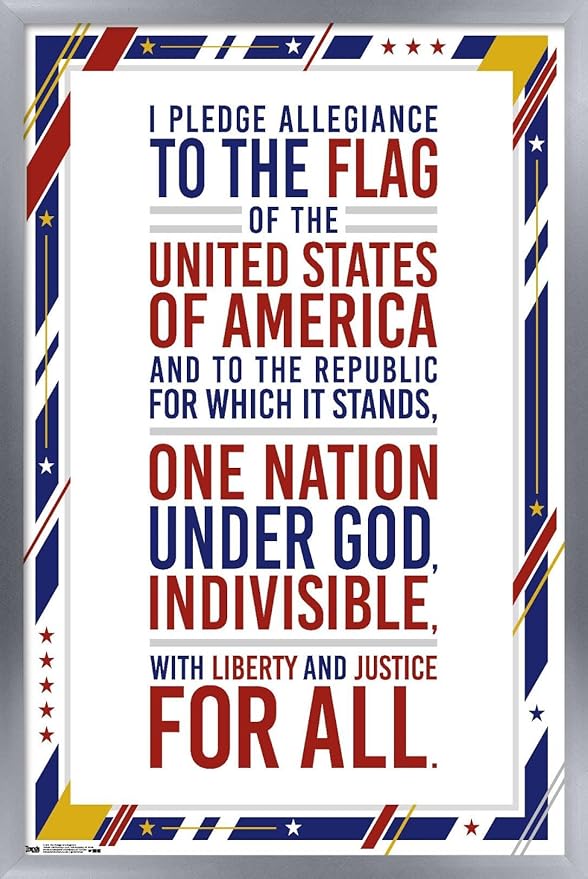 Trends International The United States Of America - Pledge Of Allegiance Wall Poster, 14.725" x 22.375", Silver Framed Version