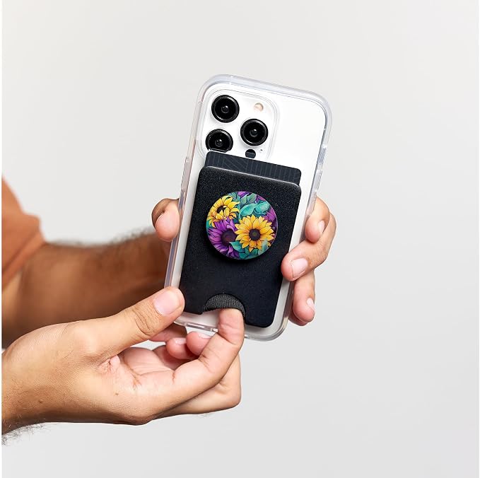 Teal Purple Sunflower Pastel Floral PopSockets Adhesive PopGrip