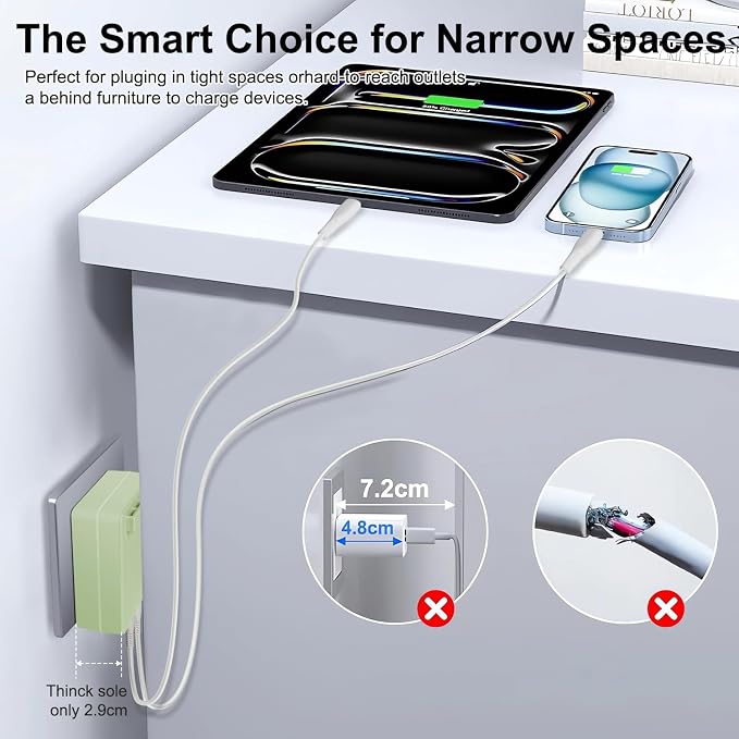 TAIFU 65W Flat USB C Slim Wall Charger with 4-Port Charging 3 MacBook Neo simultaneously. Fast Charging Block for iPhone 17 16 15 14/14 Pro/14 Pro Max Galaxy Pixel iPad Pro AirPods