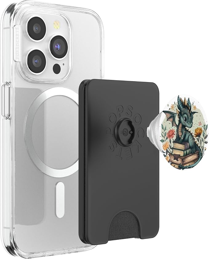 Book Lover Dragon Bookworm Reading Librarian PopSockets Adhesive PopGrip