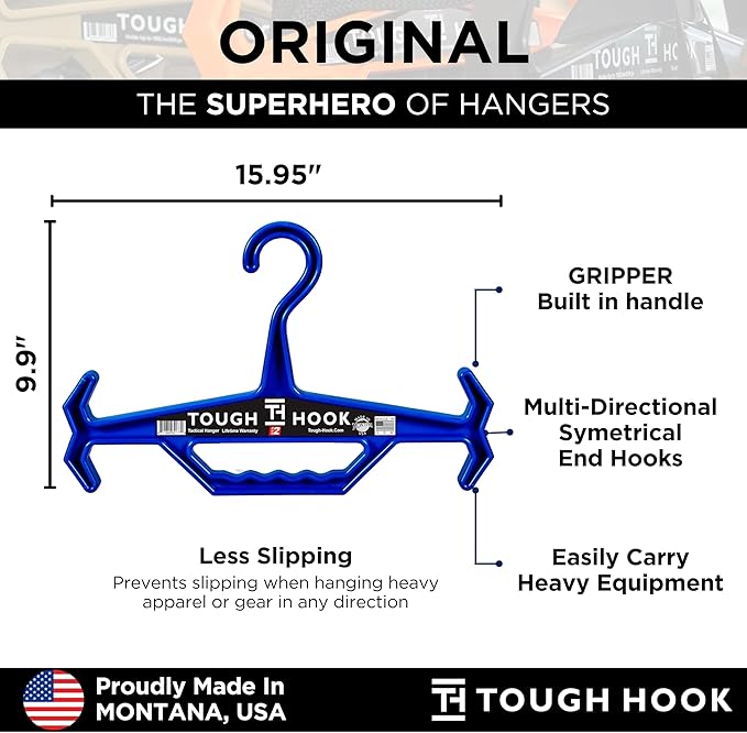Original Xtreme KRYSTAL Translucent Heavy Duty Clear Hangers | American Made |Anti-Slip Tactical Hanger for Police Gear,Scuba Gear & Dive BCD,ABS Resin 200-lb Capacity Wetsuit Hanger Tough Hook-1 Pack