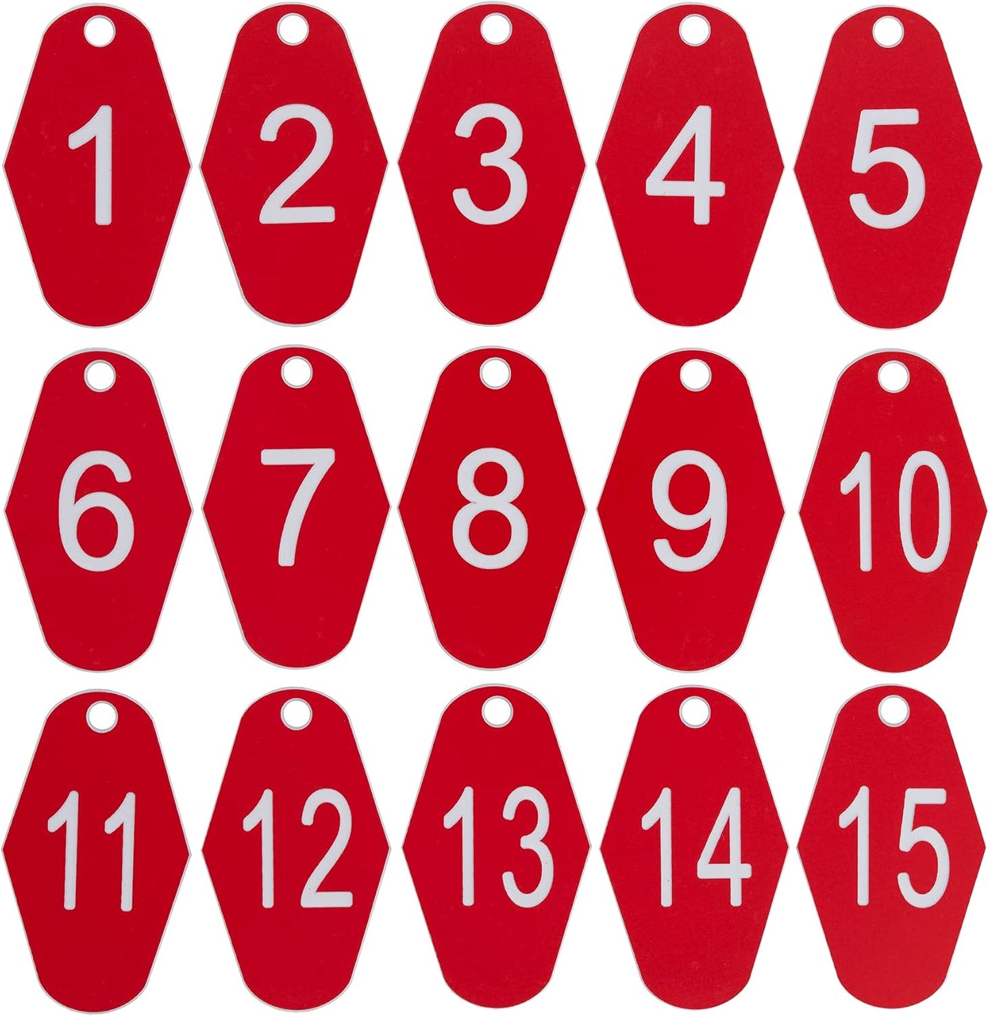 StayMax ABS Plastic Motel Hotel Room Number Tag (1-50, Red)