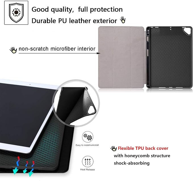 for Apple iPad 10.2 Case 2021/2020/2019 iPad 9th/8th/7th Generation Smart Cover with Pencil Holder [Auto Wake/Sleep] PU Leather Stand Folio Tri-fold Shockproof Thin Shell Colored Graffiti