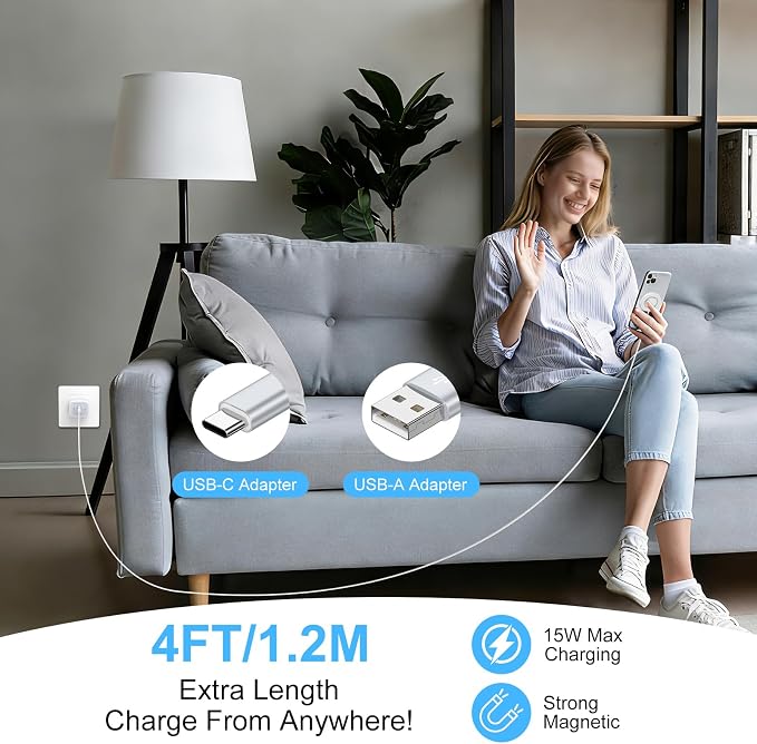 for iPhone 17e Magsafe Wireless Charger for iPhone 17 16e 16 15 14 13 12 Series &amp AirPods 2Pack Magnetic Fast Wireless Charging Pad Pixelsnap Charger with 4FT USB-C/A Ports for Google Pixel 10 Se