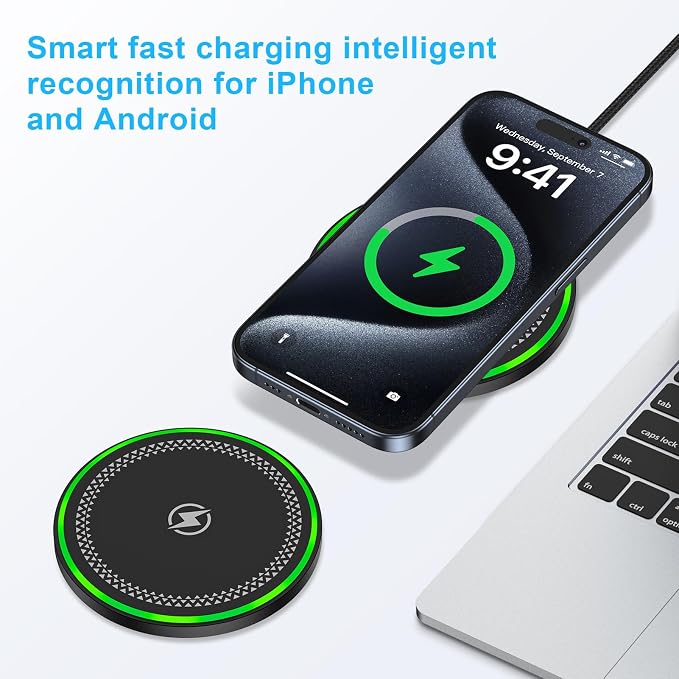 Samsung S25 Wireless Charger Fast Charging Pad Wireless Phone Charger for Android Samsung Galaxy S25 Ultra Edge S24 S23 S22 Cargador Inalámbrico para for iPhone 17 Pro Max Air 17 16 15