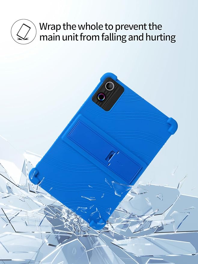 for Gleeso A10L Android 15 Tablet10 2.5K Ultra Clear Display Tablet Model CaseUYRUREL Soft Silicone Adjustable Stand Cover Lightweight Kids FriendlyBlue.