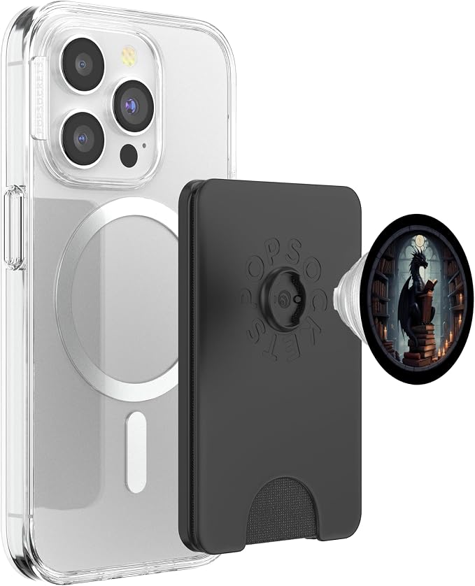 Librarian Dragon Gothic Goth Book Reading Lover PopSockets Adhesive PopGrip
