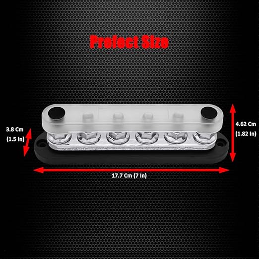 6 x M10 (3/8") Studs Power Distribution Block Bus Bar 12V, Ampper 7" HD 300A Marine BusBar Battery Distribution Block W/Cover for Car Boat Solar (Black)