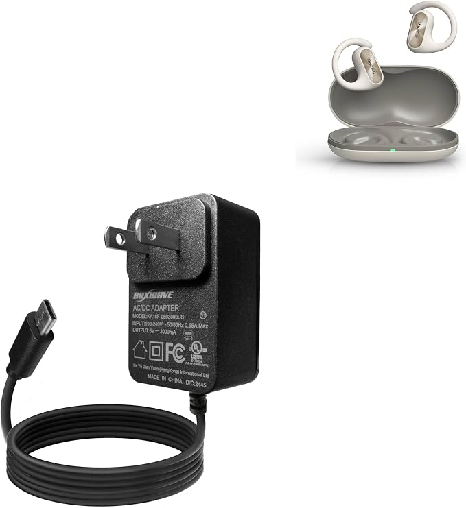BoxWave Charger Compatible with 1MORE S30 - Wall Charger Direct (15W) Rapid Charge Your Device with Built-in 3ft Cable