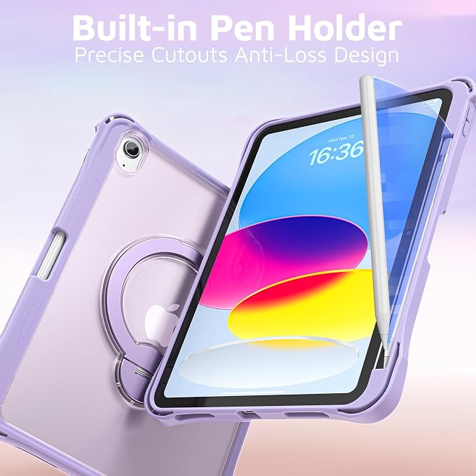 Dteck for Apple iPad 11 inch (A16 11th Gen) iPad 10.9 inch (10th Gen) Slim Clear Case with Kickstand Pencil Holder Reinforced Shockproof Corners Soft TPU Lightweight Protective Cover Transparent