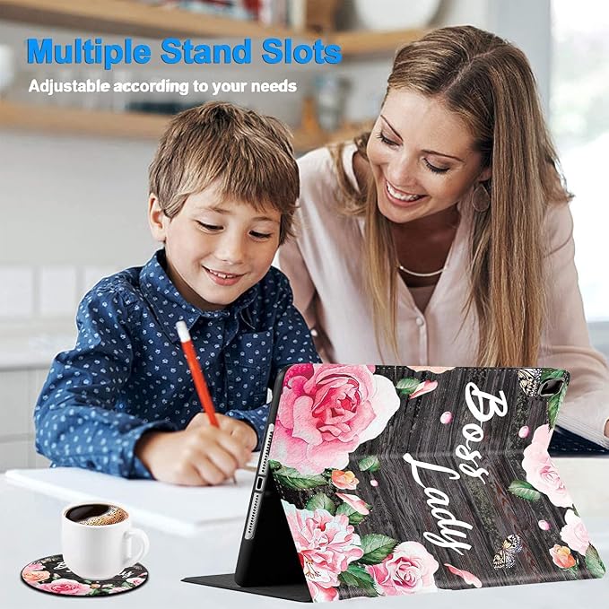 for iPad mini Case iPad mini 1 2 3 4 5 Case and Coasters Set PU Leather Folio Case Smart Cover with Stand &amp Auto Wake Sleep for iPad mini 5/4/3/2/1 - Flame Soccer