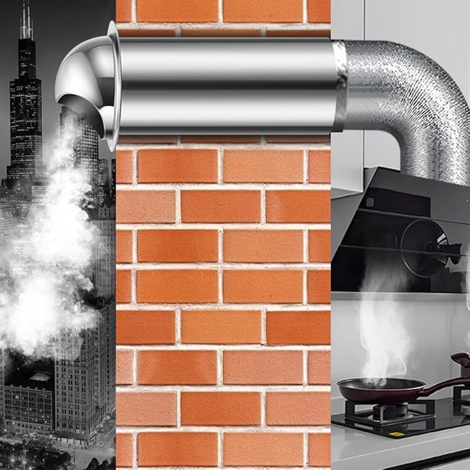 304 Stainless Steel Range Hood Exhaust Pipe, Weatherproof Cap, Exterior Wall