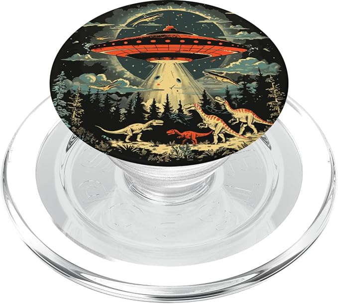 Alien Lover Flying Saucer UFO Abduction Dinosaur PopSockets Adhesive PopGrip