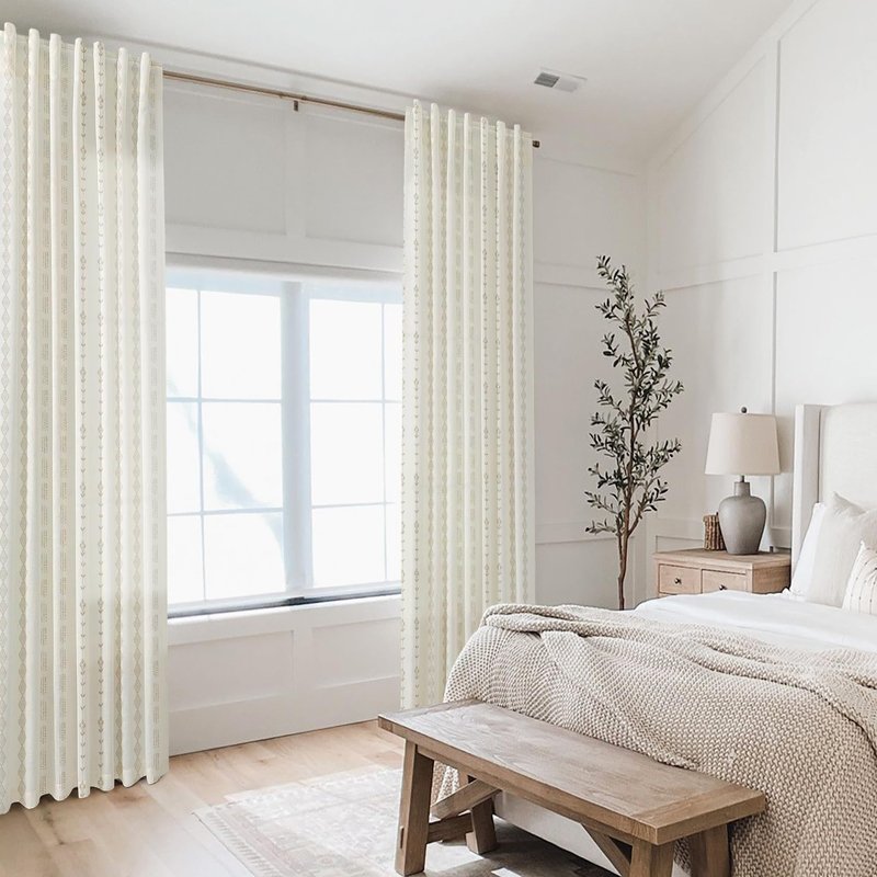 Farmhouse Curtains for Living Room 63 Inch Length,Modern Elegant Subdued Subtle Traditional Pattern Custom Window Livingroom Curtains Drapes 63 Inches Long 2 Panels