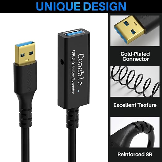 3 Pack USB 3.0 Extension Cable 10 Feet USB A Male to Female Extender Cord 5Gbps Data Transfer for Webcam Printer Keyboard Mouse Flash Drive Hard Drive Controller Black Cable with 5 Cable Ties