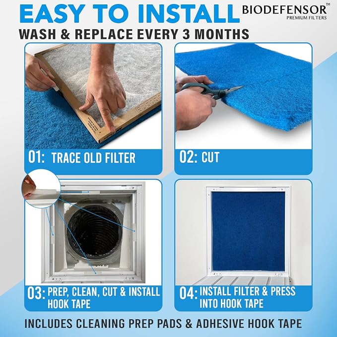 Biodefensor Reusable Air Filter 20x30x1, Made in USA