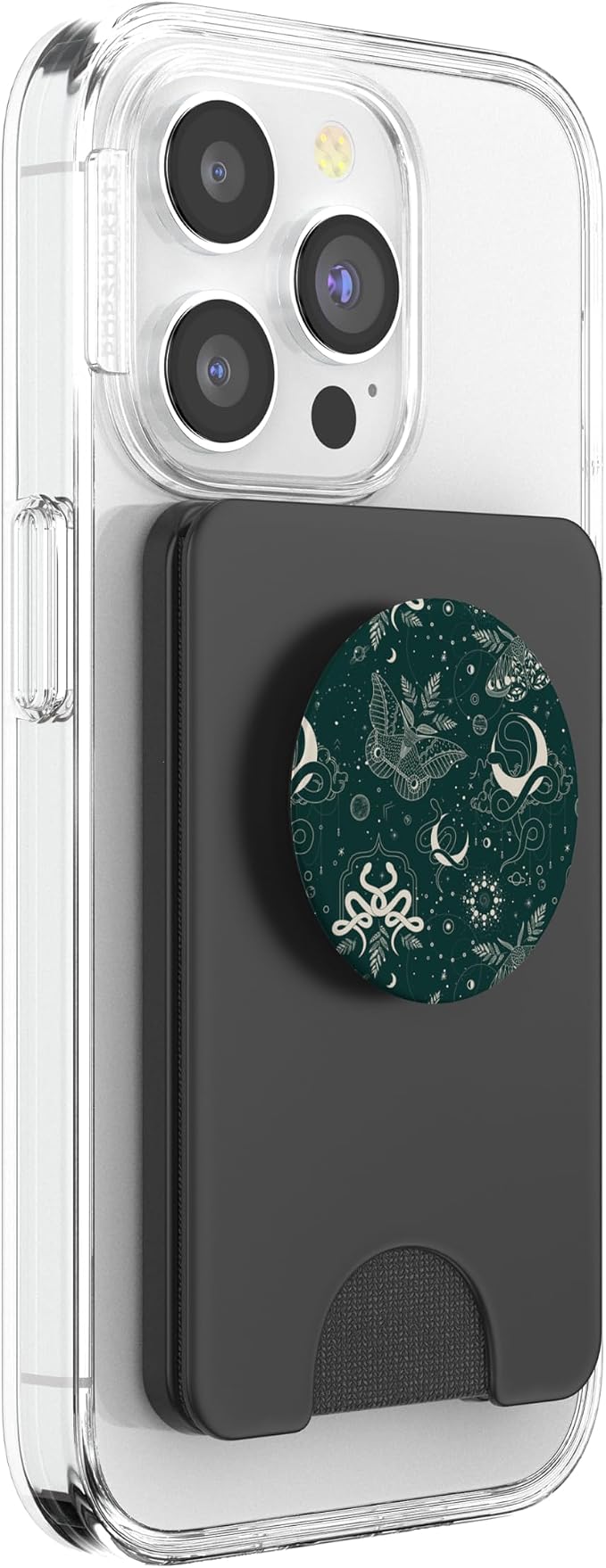 Dark Green Mystical Witchcore Celestial Night Moth &amp Snake PopSockets Adhesive PopGrip