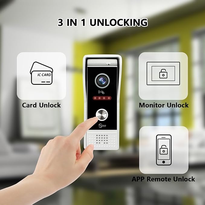 Wired Smart Video Apartments Intercom System,10 Inch Monitors with 1080P Doorbell Camera,3-in-1 Unlocking,TUYA WiFi Door Phone Kits, Ideal for Villas & Homes (2 doorbell + 4 Monitor)