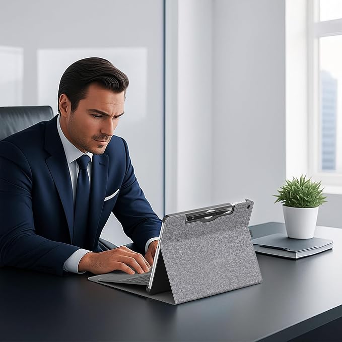 Tablet Case for 2025 New Microsoft Surface Pro 1st Edition 12-inch PU Leather &amp Hard Shell Laptop Protective Cover with Multi-Angle Built-in Kickstand &amp Pen Holder (Black)