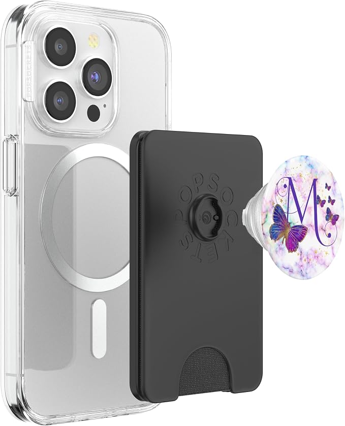 Purple Butterfly Letter M Initial Personalized Monogram PopSockets Adhesive PopGrip