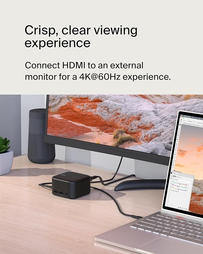 Belkin Connect USB-C 6-in-1 Core GaN Dock 130W, Multiport Docking Station w/ 96W PD to Peripherals, USB-C, USB-A, Gigabit Ethernet, & HDMI 4K Ports for Gaming, MacBook Pro, PC Laptops, & Chromebook