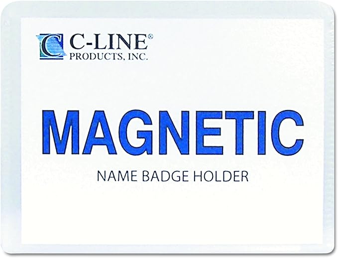 C-Line Magnetic Name Badge Holder Kit, Horizontal, 4w X 3h, Clear, 20/Box