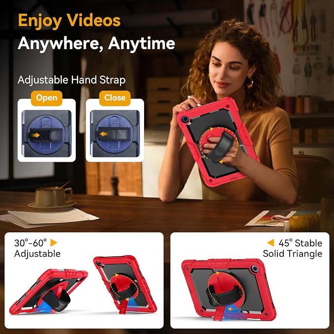 Case for Samsung Galaxy Tab A11+ Plus 11 Inch Ubearkk for Galaxy Tab A9+ Plus Case Full-Body Drop Protection Cover with Screen Protector 360° Rotating Stand and Hand/Shoulder StrapBrightblue