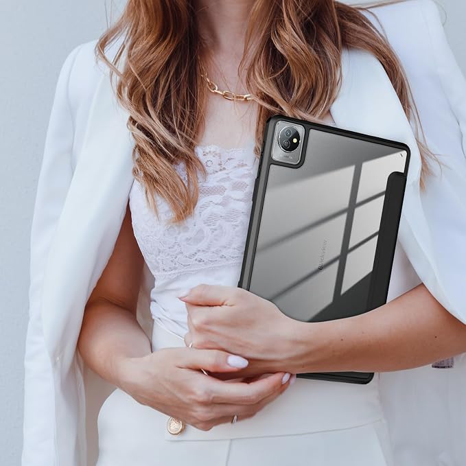 Case Compatible Blackview Tab 70 WiFi 10.1 TabletAnti-Collision Transparent Back Shell Cover with Auto Wake/Sleep FunctionBlack