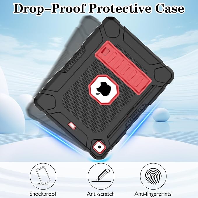 LTROP Case for iPad 6th 5th Generation (9.7 inch 2018/2017) Shockproof Protective iPad 9.7 Case with Built-in Stand/Pencil Holder for iPad 6th/5th Gen Air 2 Black