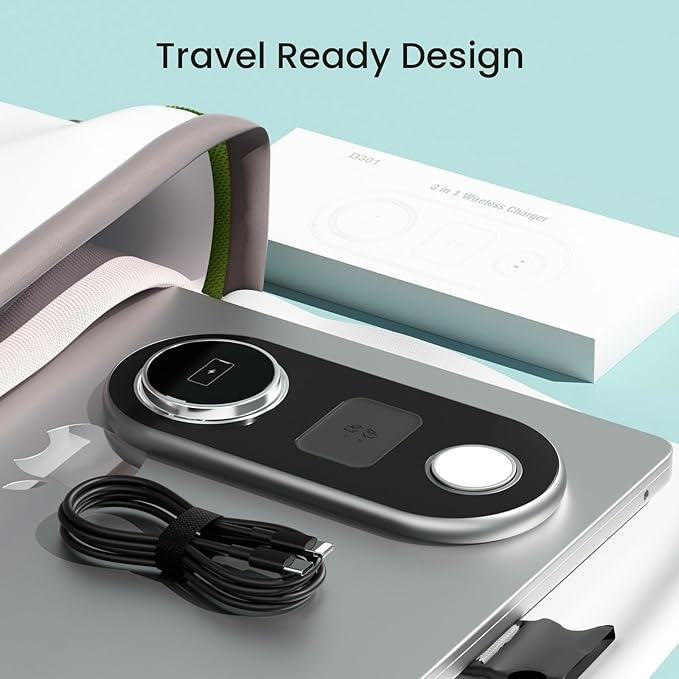 Wireless Charger iPhone Apple Qi2 Magsafe Charger 3 in 1 Charging Station Apple Magsafe Charger Stand for iPhone 16 15 14 13 12 Plus Pro Max, Apple Watch 1-9 Ultra, Airpods 2-3 Series
