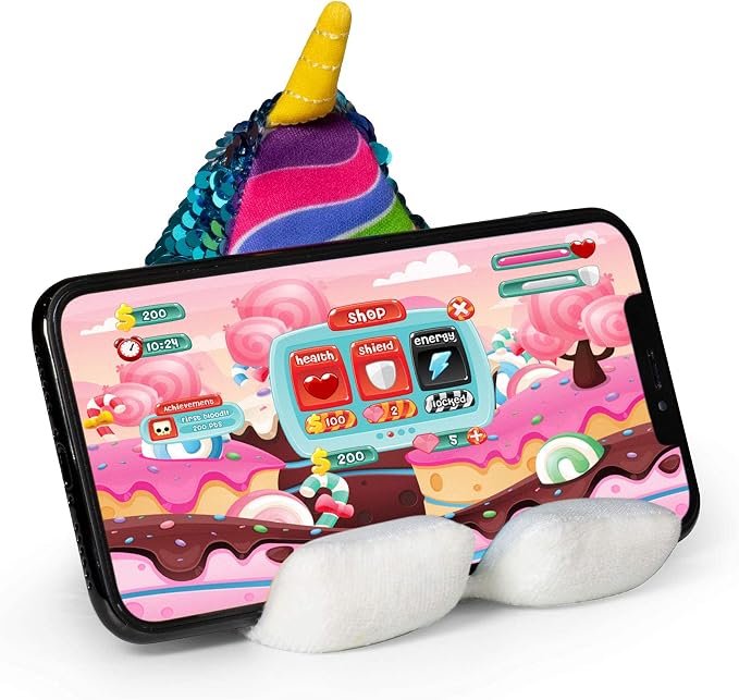 Plusheez Mobile Phone Holder | 2 in 1 Phone Stand with Micro Fibre Wipe | Screen Cleaner | Universal Phone Stand for Kids Children Adults | eReader/Kindle/Smartphone/Small Tablet Compatible (Bird)