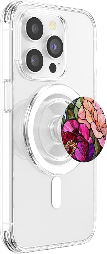 Vibrant Peonies in Bold Pink and Red Artwork PopSockets PopWallet for MagSafe