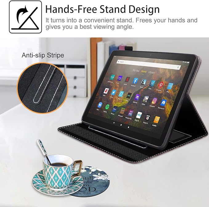 Case for Kindle Fire HD 8/Fire HD 8 Plus Tablet (12th/10th Gen 2022/2020 Release) - Slim Lightweight PU Leather Stand Cover with Auto Wake/Sleep Celestial Theme Sun with Crescent Moon