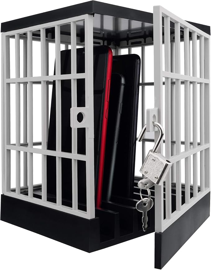 Gemaxvoled Cell Phone Jail Lock Box Mobile Phones Prison Lockable Cage for Classroom Family Time Party