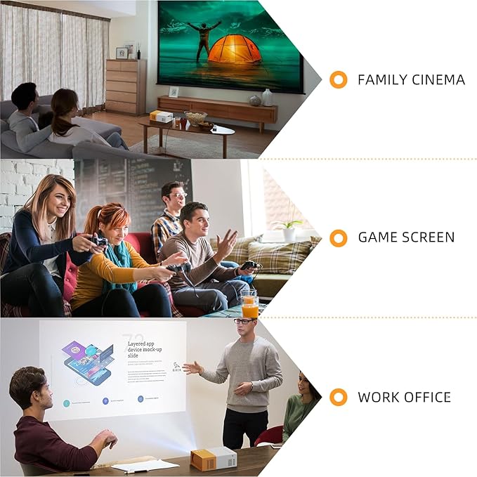 PVO Projector WiFi Portable Mini Projectors 1080P, Phone Screen Can Be Mirrored to Video Projector via WiFi, Movie Projectors Compatible with Smartphone/ Tablet/ Laptop/TV Stick/PS/Type-C/USB Drive