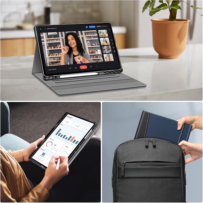 Fintie Portfolio Case for Samsung Galaxy Tab S10 FE Plus 13.1'' 2025 Black | Model (SM-X620/X626) Multiple Angles Business Cover with Pocket Built-in S Pen Holder