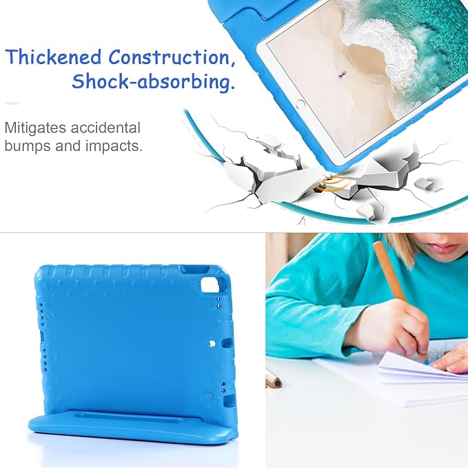 Kids Case for iPad Pro 11 M5/M4 &amp iPad Air 11 (2026/2025/2024) Shockproof Case with Pencil Holder Techcircle Light EVA Foam Handle Stand Bumper Protective Child Friendly Drop Proof Cover Black