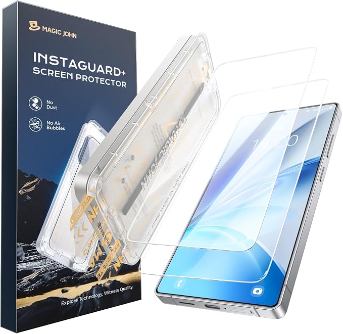 MAGIC JOHN 2 Pack 3rd Gen Screen Protector for Samsung Galaxy S26 | One-Pull Easy Install Smooth Touch Auto-Align Screen Support Fingerprint Unlock 9H Glass Anti-Scratch