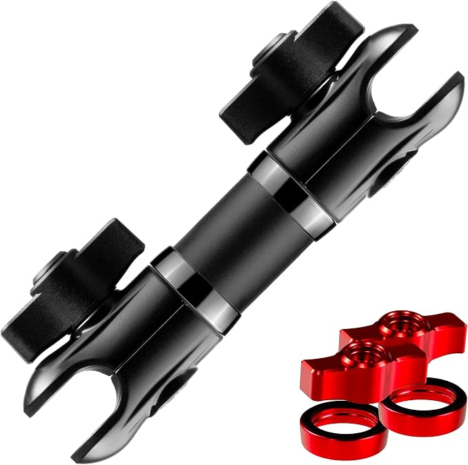 Tackform 10 Long 20mm Ball and Socket Arm DuraLock 20 Series Aluminum Tube Arm | Dual 20mm Sockets and Optional Anti-Theft Knobs | Black