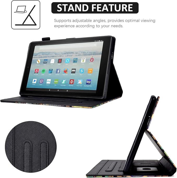 Case for Fire HD 10 Tablet 9th/7th/5th Gen 2019/2017/2015Cute Cat | Slim Durable Foldable Stand PU Leather Pencil Holder Card Slot Auto Wake，Sleep