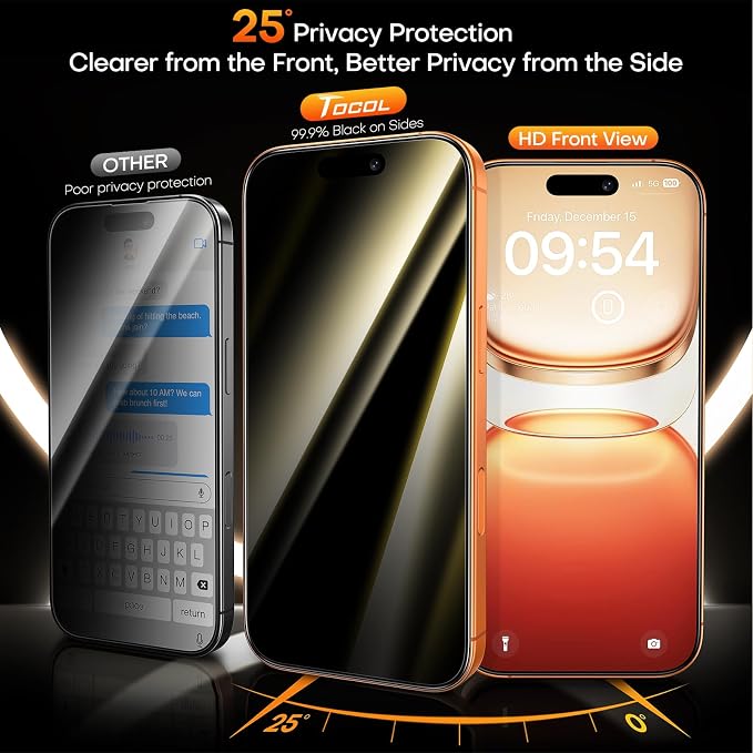 TOCOL for iPhone Air Screen Protector 9H Hardness Military Grade Shatterproof HD Tempered Glass Full Coverage Easy Installation 2 Pack
