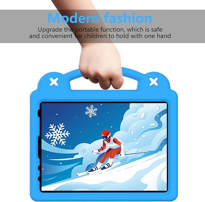YRH Kids Case for iPad A18 (2026) Gen 12 / for iPad A16 (2025) with Strap Handle Stand EVA Shockproof Cover for iPad 12th Generation 11'' Blue