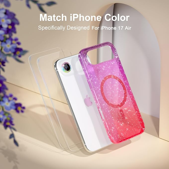 Choiche for iPhone 15 Pro Max Case Compatible with MagSafe Glitter Black | Women Girly Cute Glitter Sparkly Magnetic Phone Case with Diamond Camera Lens Protectors Military-Grade Drop Protection 6.7