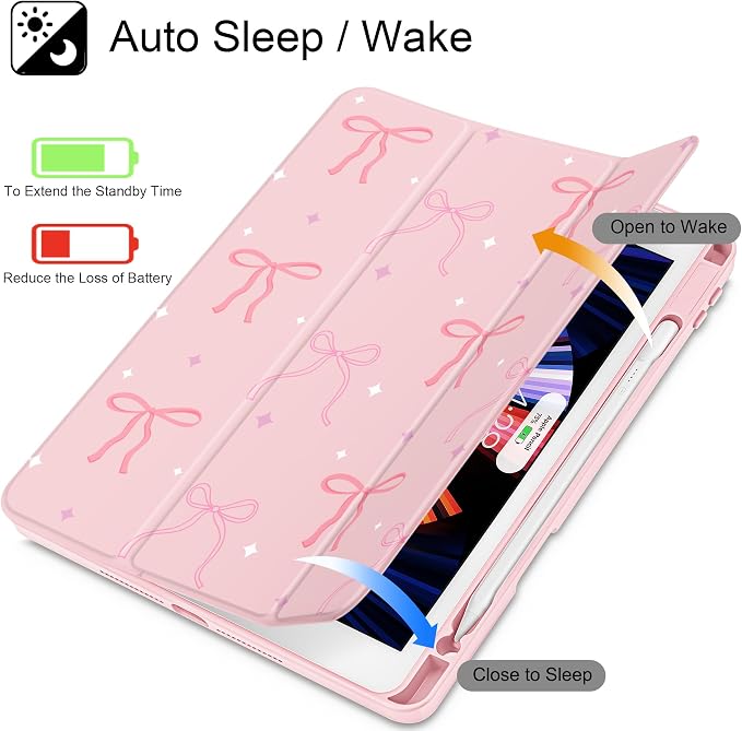 Tuiklol for iPad 10.2 inch 9th / 8th / 7th Gen 2021 2020 2019 Release Case | Built in Pencil Holder - TPU Protection Trifold Stand Stand Clear Back Tablet Cover With Auto Wake/Sleep Blue berries