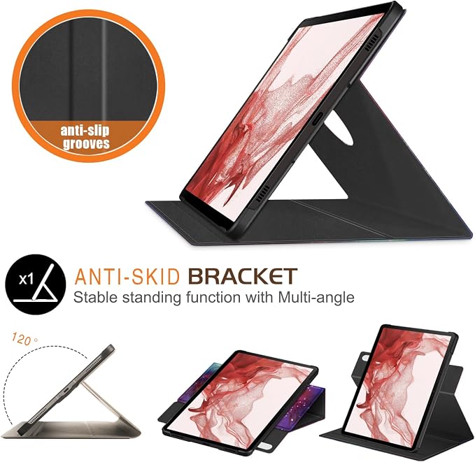 360 Rotating Case for Samsung Galaxy Tab S9 11 inch 2023 TabletStand Folio Cover with Pencil Holder Multi-Angle Viewing Protective Case with Auto Sleep/WakeGalaxy
